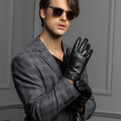 Găng tay nam da cừu BHY8617 Bao tay nam da thật, cản gió, chống ngấm nước, giữ ấm, thoải mái lái xe