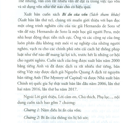 BÍ ẨN CỦA VỐN - Vì Sao Chủ Nghĩa Tư Bản Thành Công Ở Phương Tây Và Thất Bại Ở Mọi Nơi Khác (Xuất bản lần thứ tư)