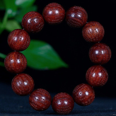 Vòng tay gỗ Trắc khắc Kim Cương Kinh - 12 hạt, 20mm - MS02