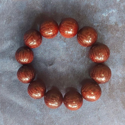 Vòng tay gỗ Trắc khắc Kim Cương Kinh - 12 hạt, 20mm - MS02