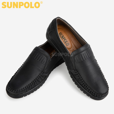 Giày Mọi Nam Da Bò SUNPOLO SU3028D - Đen