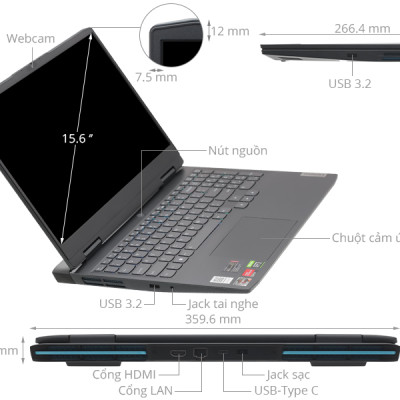 Laptop Lenovo IdeaPad Gaming 3 15ARH7 82SB007MVN | AMD Ryzen 7 6800H | 16GB | 512GB SSD | RTX 3050 Ti 4GB | 15.6 inch Full HD IPS 120Hz | Win 11 | LED KEY RGB | Hàng chính hãng