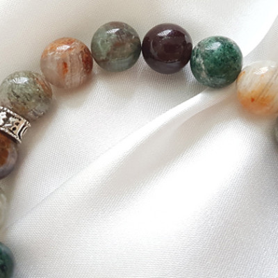 Vòng Tay Laliz Nam Đá Thạch Anh Ưu Linh Ngũ Sắc 12ly Cham Ngôi Sao Bạc - TAR.20