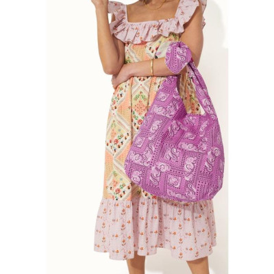 Cath Kidston - Túi đeo vai/Large Reversible Knotted Shopper - Pomegranate - Cream -1049107