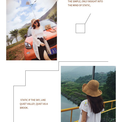 Nón mũ Nữ cói Dệt Móc Tay thoáng khí Có Thể Gập Đi Biển dona2304103