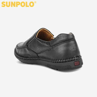 Giày lười nam da bò đế cao su mũi tròn SUNPOLO MOI015 có big size lớn 45 46