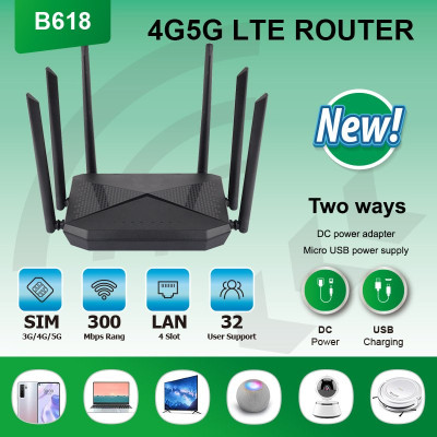 Phát wifi từ sim 4G B618 tích hợp 6 ăngten, bộ phát wifi 4G LTE  có 4 cổng WAN/LAN, 6 ăngten Siêu Khỏe - hàng chính hãng