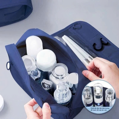 Túi Đựng Đồ Cá Nhân Du Lịch , Túi Đựng Mỹ Phẩm Kiểu Hàn Quốc MÀU XANH ĐẬM