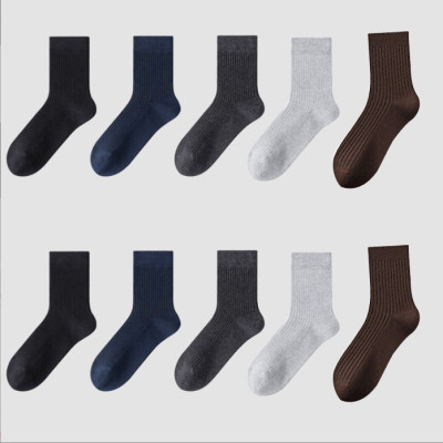Combo 5 đôi vớ cổ cao nam công sở mẫu gân chìm, tất đi giày tây chất liệu cotton