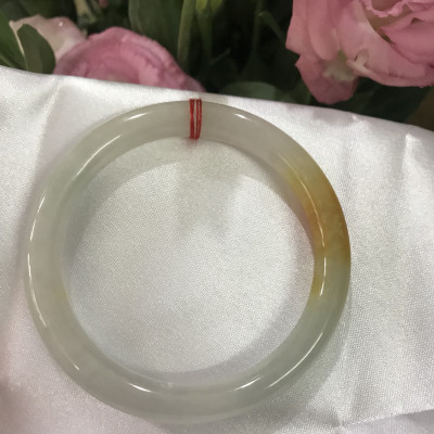 Vòng Cẩm Thạch mới Trắng Vàng Bóng đẹp Ni 57mm Chột 8mm Nữ mạng kim mạng thổ 55kg đến 65kg đeo dễ thương xinh xuất sắc ạ