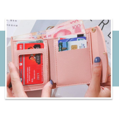 Ví Cầm Tay Cho Nữ, Bóp Ví Mini Ngắn Cầm Tay Phong Cách Hàn Quốc Dây Đeo Trái Tim Tua Rua (Có Hàng Sẵn)