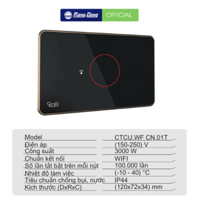 Công Tắc Thông Minh Wifi Rạng Đông Chữ Nhật 1,2,3,4 nút model: CTCU.WF, Công Tắc Cảm Ứng Điều Khiển Từ Xa Cao Cấp Chữ Nhật - Hàng Chính Hãng Rạng Đông