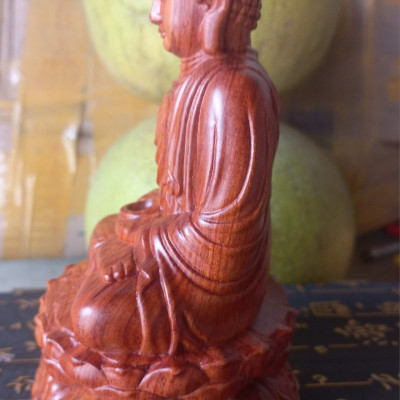 Tượng phật thích ca mâu ni bằng gỗ hương đá kt cao 15×9×9cm 