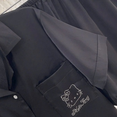 Bộ Đồ Ngủ Hello Kitty Lụa Quảng Châu Cao Cấp Đính Hạt Dễ Thương