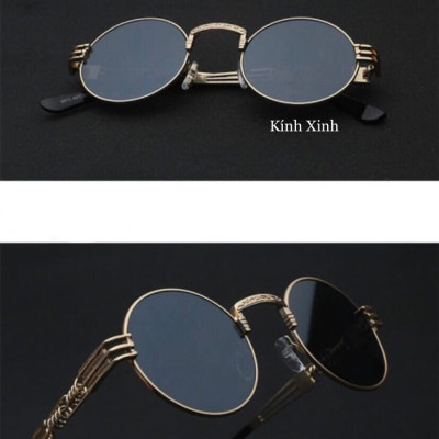 Kính râm Mắt Tròn Unisex Kim Loại Cao Cấp Cổ Điển
