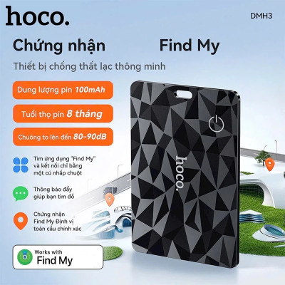 Thẻ định vị Ho,co DMH3 siêu mỏng, pin 100mAh sạc lại được, chống nước IP68, định vị toàn cầu cho iOS - Hàng chính hãng