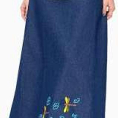 Váy Chống Nắng Jeans Thêu Họa Tiết Có Túi Loại Cao Cấp Màu Ngẫu nhiên 