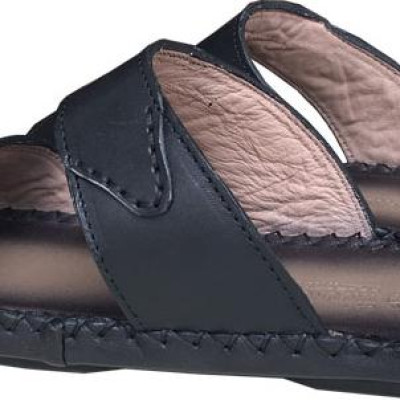 Dép nam quai ngang TRƯỜNG HẢI  đế âm dép hai quai da bò thật cao cấp mặt đê cao su chống mòn không trơn THQN611 