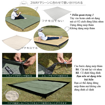 Lysin - thảm lót dã ngoại ngoài trời camping cắm trại du lịch, picnic, ngăn côn trùng, ngăn dị vật, chắn gió