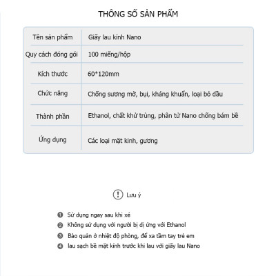 Hộp 100 Khăn Lau Kính Nano, Chống Bám Hơi Nước, Chống Bụi Bẩn - Khăn Lau Kính Nano Hộp 100 Miếng Giấy Lau Kính Chống Bám Hơi Nước, Lau Sạch Vân Tay Bụi Bẩn