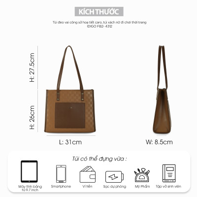 Túi xách nữ đeo vai đi chơi thời trang IDIGO FB2 - 4312, túi công sở đựng tài liệu phong đứng cứng cáp