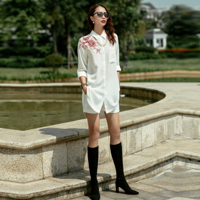 Áo Sơ Mi Nữ Oversized Áo Thêu TOP120 Thời trang thiết kế Hity (Trắng Kim Cương)