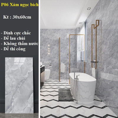 Bộ 10 Tấm Xốp Dán Tường 3D PVC Đá Trắng Sọc 60x30cm Keo Sẵn Dày 2,5mm Cao Cấp, Sang Trọng