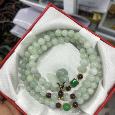 Vòng đeo tay, lắc tay phong thủy đá ngọc cẩm thạch quấn 3 vòng