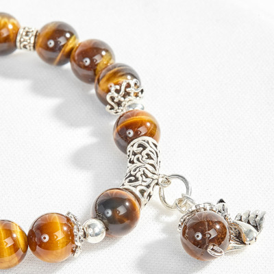 Vòng tay đá mắt hổ vàng nâu thiên nhiên charm hồ ly Ngọc Quý Gemstones