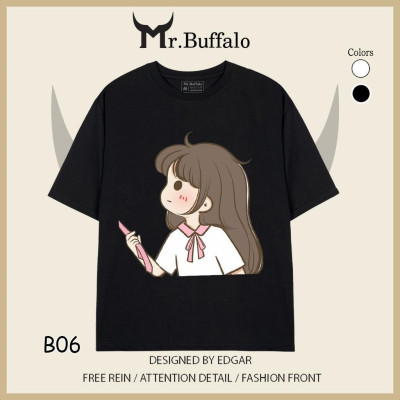 Áo đôi , áo thun cặp nam nữ tay lỡ Unisex form rộng vải cotton% B05B06- Mr.Buffalo