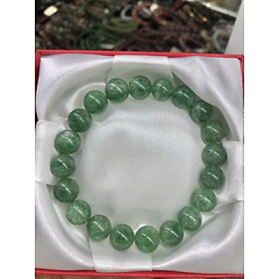 Vòng đeo tay, lắc tay phong thủy đá thạch anh dâu tây xanh