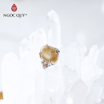 Nhẫn bạc nữ đá thạch anh tóc vàng mệnh thủy, kim - Ngọc Quý gemstones