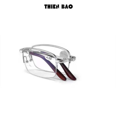 Kính lão thị, viễn thị đọc sách Nam nữ gấp gọn ( Tặng bao da đeo hông) KVT1510 tròng Nhật xẻ cước loại tốt mạ crom bền đẹp
