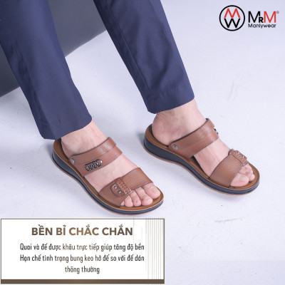 Dép Sandal Nam Da Bò - DC03 Đế Cao Đúc Nguyên Khối, Đường Khâu Chắc Chắn, Đế Massage Mềm Mại Êm Chân