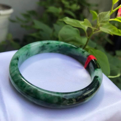 VÒNG ĐÁ CẨM THẠCH HẸ SƠN THỦY LIỀN KHỐI NI 52 100% THIÊN NHIÊN MÀU XANH SƠN THỦY VÂN ĐẬM NHẠT NỮ 50KG - 60KG ĐEO ĐẸP TAY Ạ