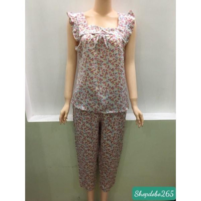 Đồ bộ nữ, đồ ngủ mặc nhà lửng 9 tấc BL 52 vải lụa mango cao cấp mặc mát họa tiết dễ thương size đại 58-65kg.