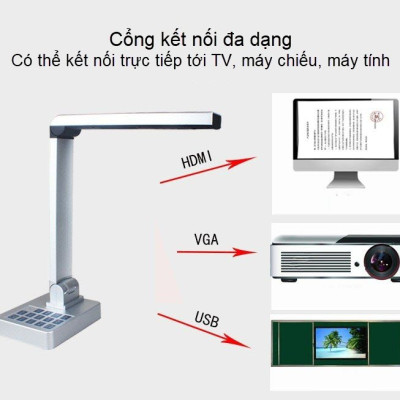 ROGTZ - Máy Chiếu Vật Thể Scan Tài Liệu Màu Tốc Độ Cao K800 Plus Lấy Nét Tự Động Scan A3/A4/A5 Camera 10MP Kết Nối VGA - HDMI - USB - AV Google Meet Văn Phòng Lớp Học DirectConnect Visualizer UltraZoom GoogleMeet Office Classroom Hàng Chính Hãng