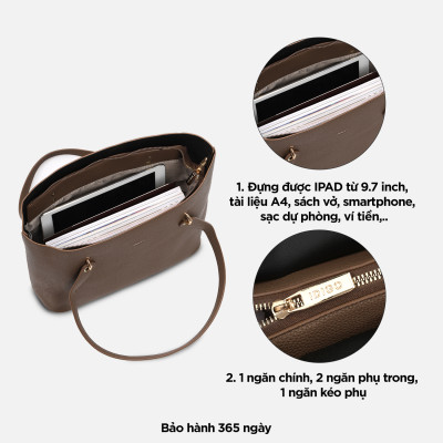 Túi xách nữ đeo vai công sở IDIGO FB2 - 6026, túi đựng tài liệu phom lớn thanh lịch