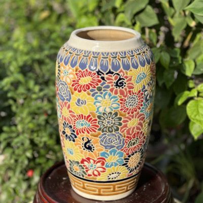 BÌNH BÁCH HOA THON GỐM NAM BỘ