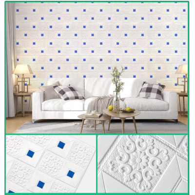 Bộ 5 Tấm Xốp Dán Tường Kim Tuyến, Tem 3D Siêu Đẹp, Sang Trọng 