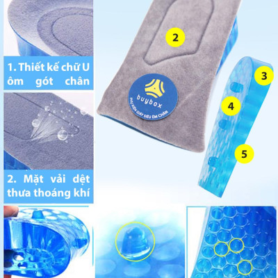 Bộ 4 miếng lót độn đế silicone tổ ong tăng 3.5cm chiều cao - buybox - BBPK43