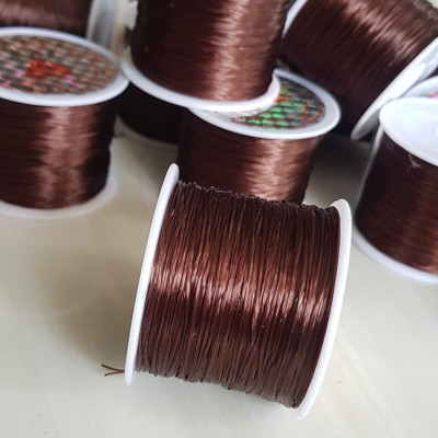 Cuộn Dây Thun CO GIÃN màu Nâu chuyên xỏ vòng đeo tay hạt chuỗi  Dây này là dây thun chuyên xỏ vòng chuỗi màu Nâu, có đủ màu Anh Chị đang đeo chuỗi muốn thay dây khác cho vòng thì đặt cuộn Thun chỉ này nhé