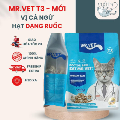 Thức ăn cho mèo MRVET T3 MỚI, gói 1KG hỗ trợ cải thiện đường tiết niệu cho mèo