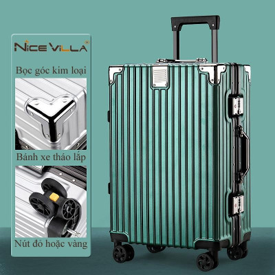 [Size 20inch] Vali Khung Nhôm Vân Nhám Chống Trầy Xước NiceVilla