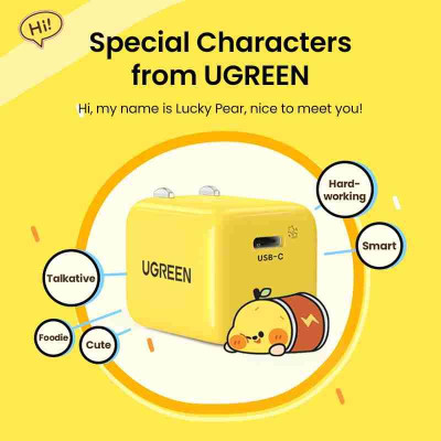 Ugreen UG80947CD249TK 20W Màu Vàng Bộ Sạc nhanh USB-C QC4.0 PD 3.0 Lucky Pear - HÀNG CHÍNH HÃNG
