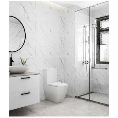 Bộ 10 Tấm Xốp Dán Tường 3D PVC Đá Trắng Sọc 60x30cm Keo Sẵn Dày 2,5mm Cao Cấp, Sang Trọng