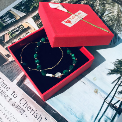 Combo 2 Lắc tay Ngọc Lục bảo, Chất liệu Đá Thạch Anh Ngọc Lục (Quart Group), cỡ hạt 7-8li, Kèm bản Photocopy KIỂM ĐỊNH ĐÁ QUÝ TẠI SJC – MS G87695 -  kèm hộp đựng Hoa Hồng, mẫu CrownX.436B.2