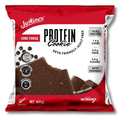 Bánh Quy Sô Cô La Mềm Justines Protein Cookie, Phù Hợp Chế Độ Ăn Kiêng Keto, Không Đường, Không Chứa Gluten Và Lúa Mì, Bổ Sung Đạm, Xơ Và Canxi, Hộp 12 Cái