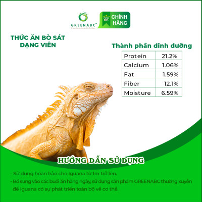 Thức ăn bò sát IGUANA Trưởng Thành dạng VIÊN GREENABC - Rồng Nam Mỹ Trưởng Thành từ 1m trở lên - Hộp 360g