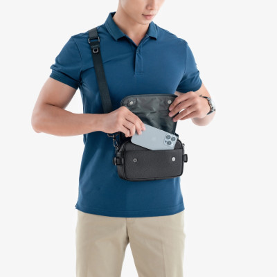 Túi Đeo Chéo Công Sở Túi Nam Hàng Hiệu GENCE TD07 Da Bò Cao Cấp Màu Đen Dáng Ngang